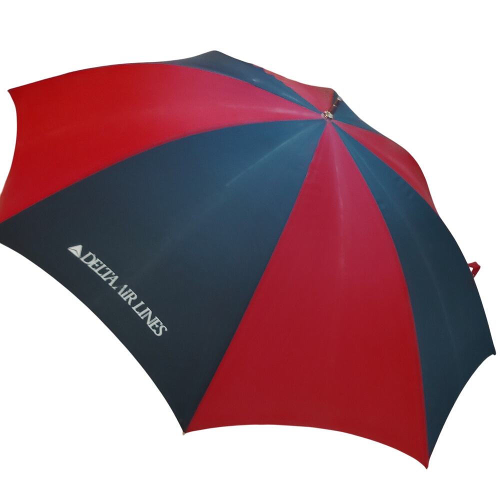 Vintage Delta Air Lines Golf Umbrella – Red/Navy Widget Logo 36" Stick, 48" Open